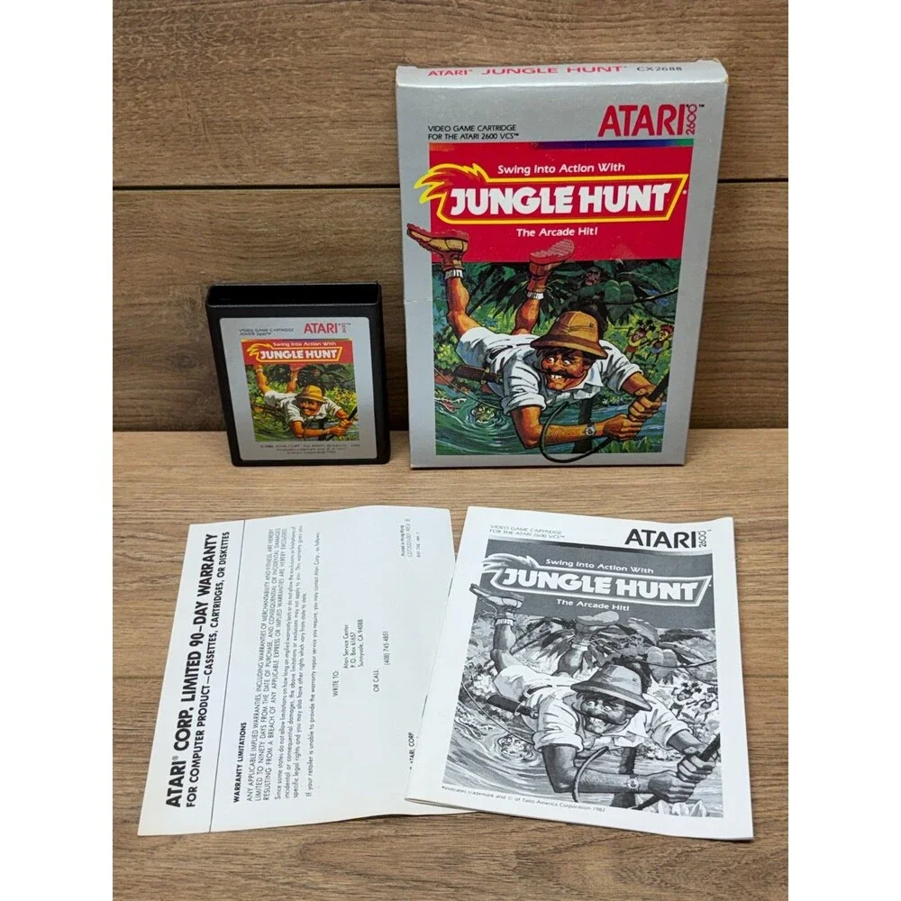 Jungle Hunt (Atari 2600, 1983) CIB Complete w/ Manual, Warranty Card & Box